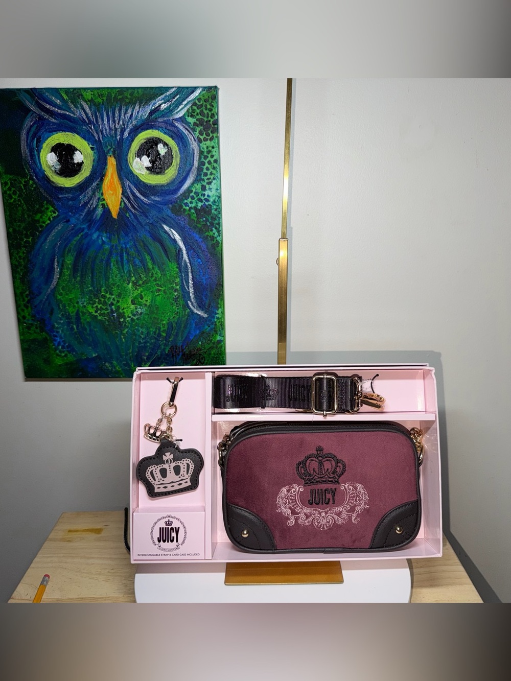 Juicy Couture Burgundy Crossbody Bag and Key Chain or Bag Charm NWT